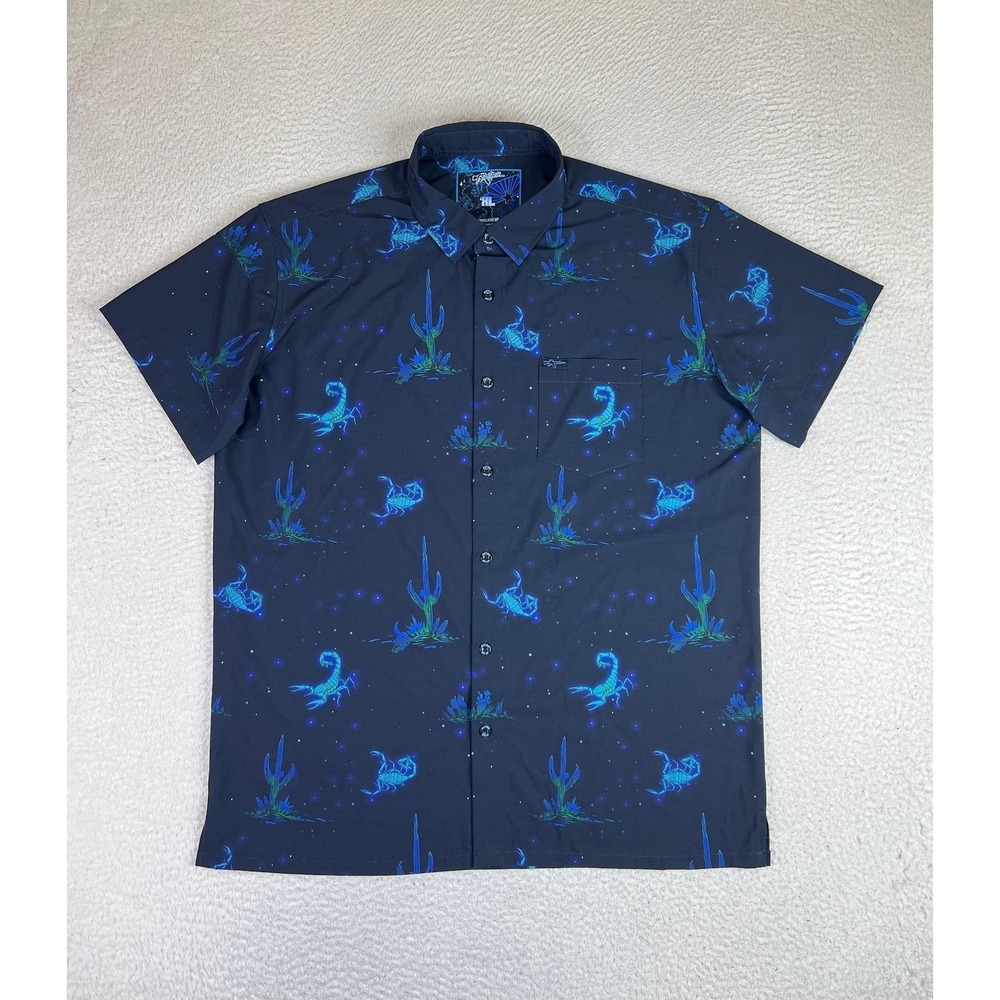 Retro Rifle Shirt Mens XL Black Scorpion Desert S/S Button Up Homeland V2